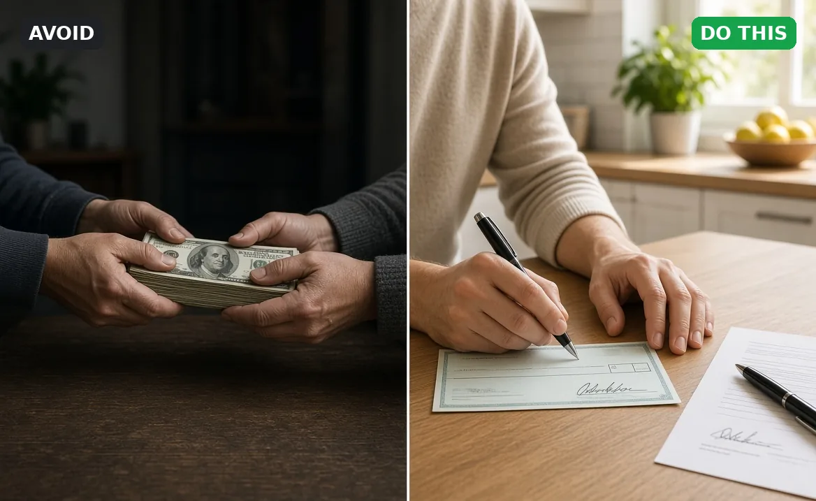 Avoid vs. do this: handing over cash vs. writing a check with a contract